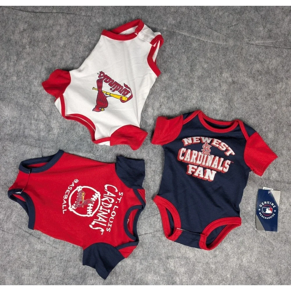 St. Louis Cardinals | Multi-Color | Infant Boys | 3-Pack Bodysuits | 18M‎